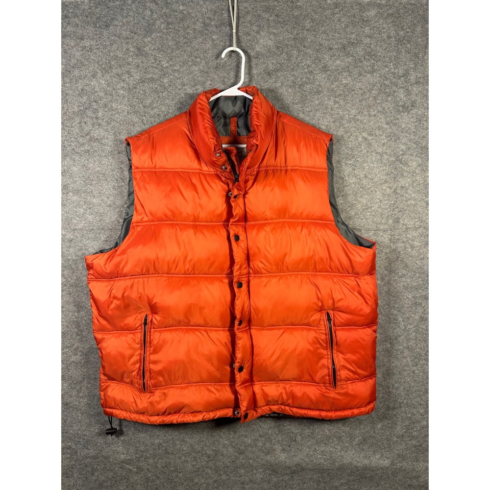 Old Navy Puffer Vest XXL Mens Orange Sleeveless Full Zip Snap Front‎ Pockets
